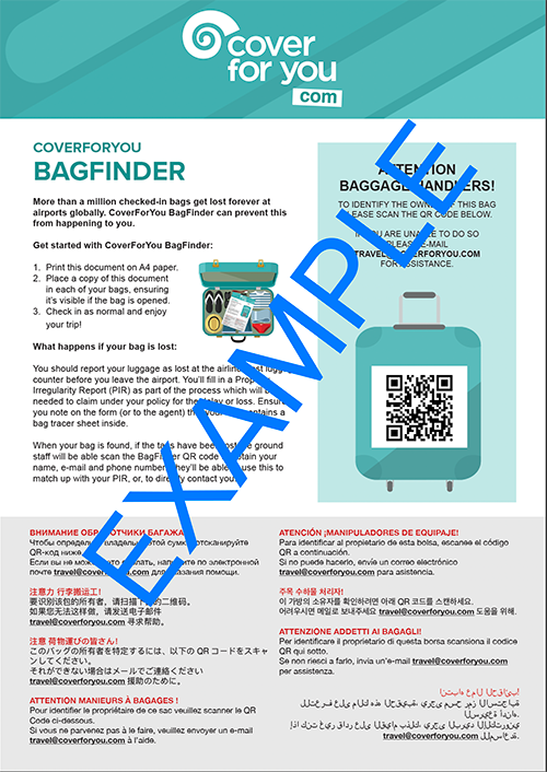 BagFinder document sample screenshot